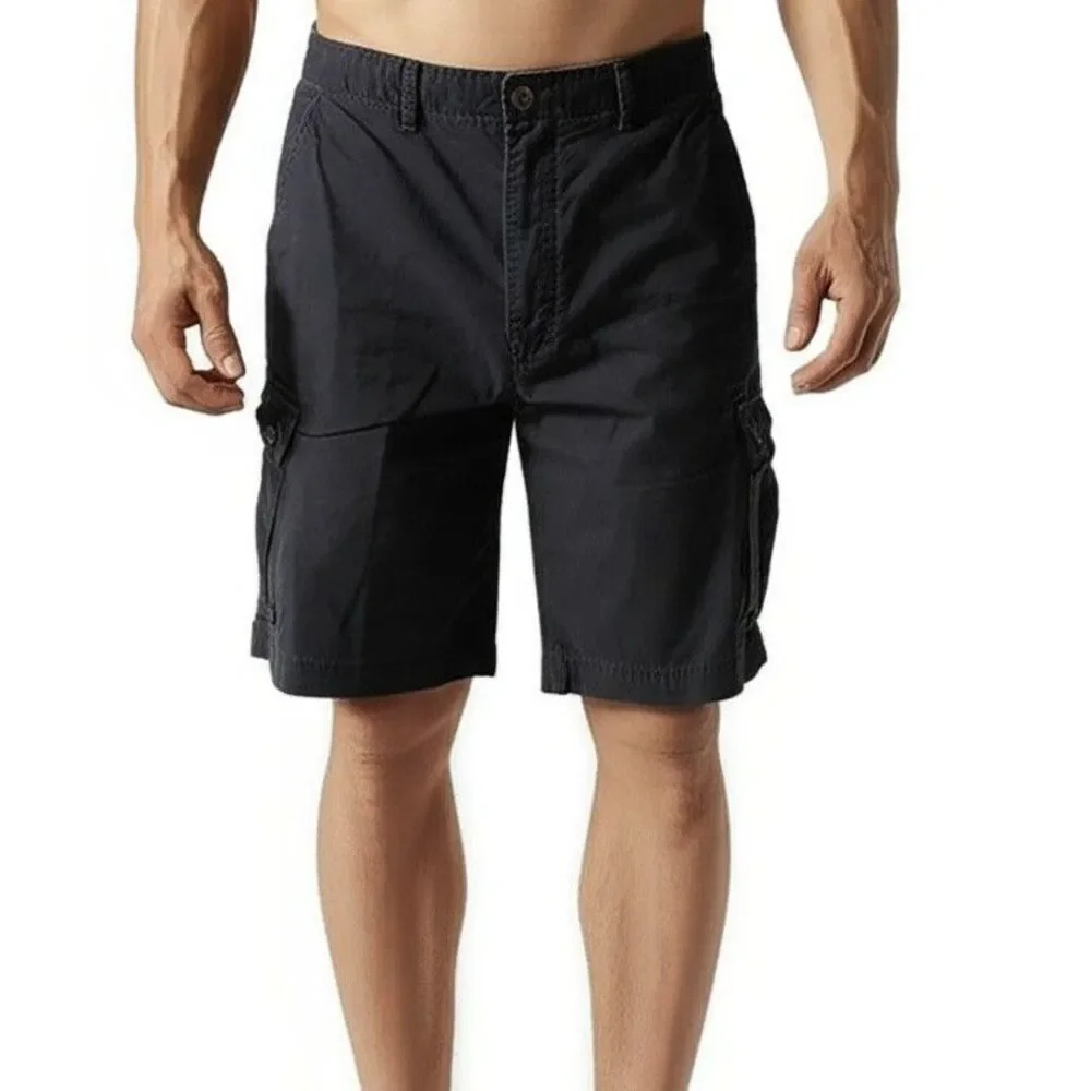 Black Cargo Shorts Mens 40 Casual Utility Outdoor Summer Beach Classic Basic